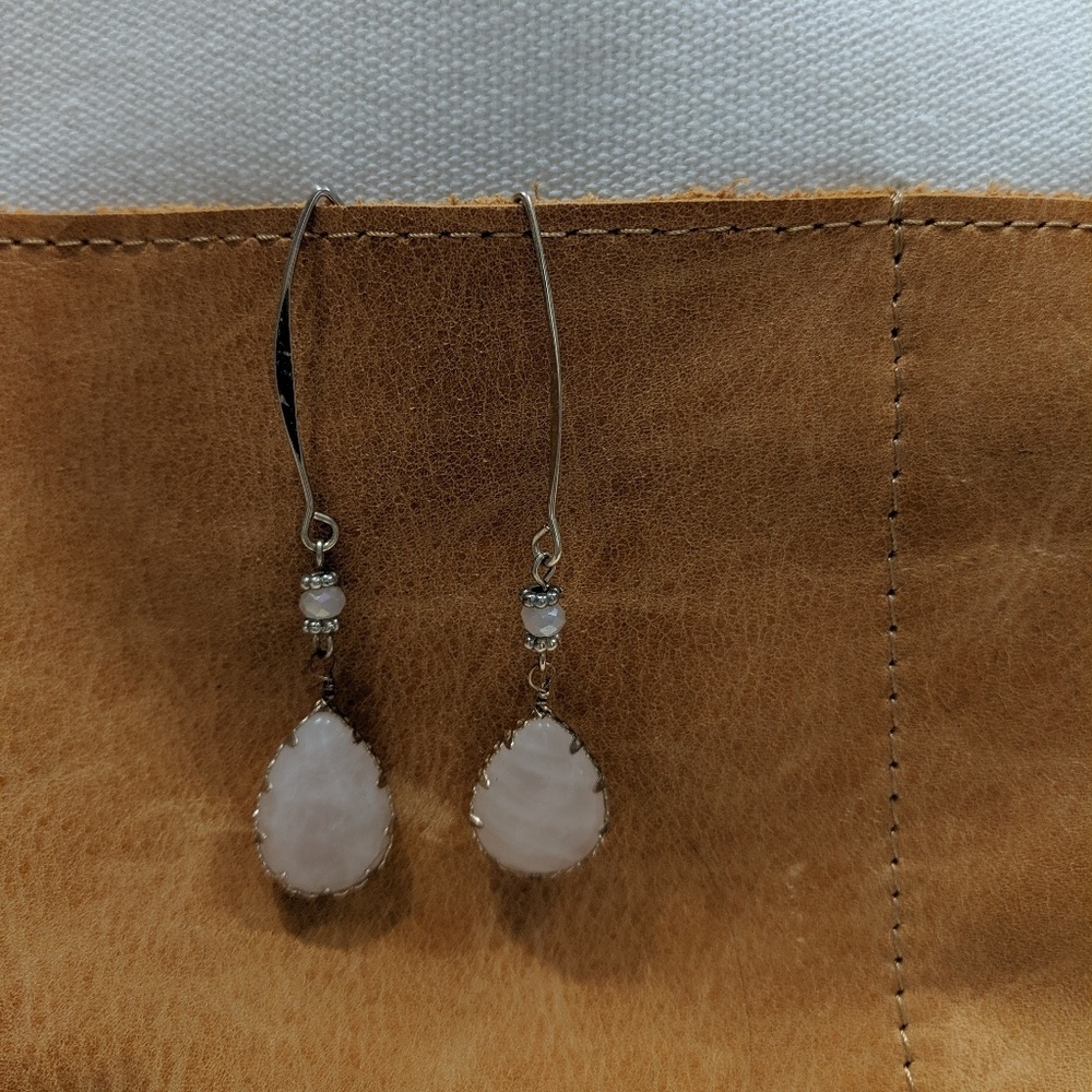 Dangle rose gold gem earrings